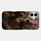 デュスクで二人のドイツの羊飼い iPhoneケース (裏面横)