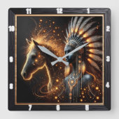 デュスクの文化と自然の融合を魅了 スクエア壁時計 (正面)