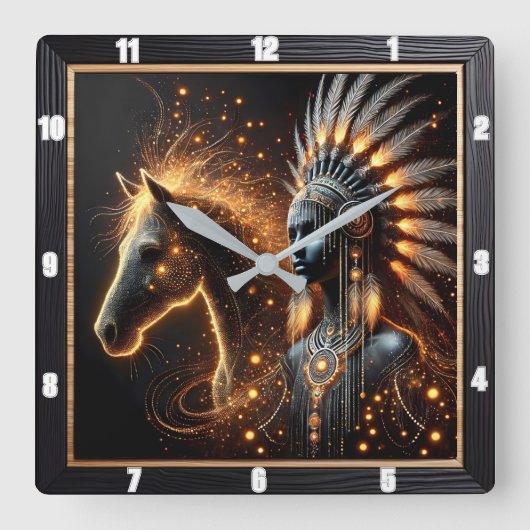 デュスクの文化と自然の融合を魅了 スクエア壁時計 (正面)