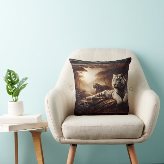 デュスクの緑豊かな森でベンガルの虎を休める クッション (椅子)