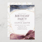 デュスクウォーターカラー幾何モダン誕生日パーティー 招待状 (正面/裏面)