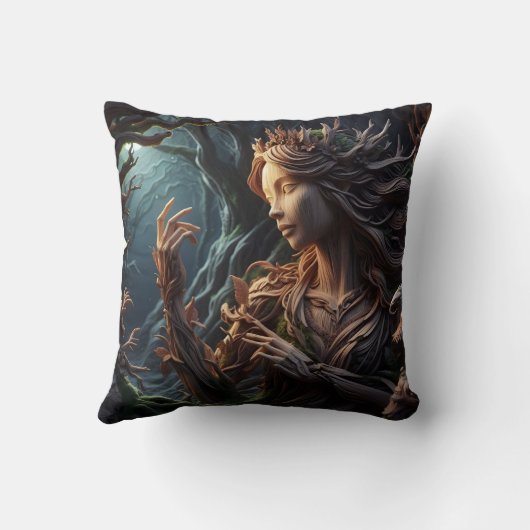 デュスクエレガントで木から彫られた森の精神 クッション (裏面)