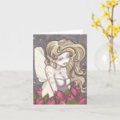 デュスクバラ妖精ファンタジーアート空白のグリーティングカード カード (黄色い花)