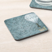 デュスクブルーホットエアバルーンスチームパンク手書き コースター (左側)