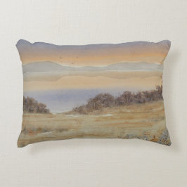 デュスクレイク赤面ウォーターカラーランドスケーププリント アクセントクッション