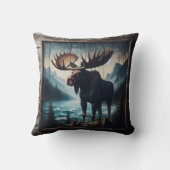 デュスク威厳のあるで湖のそばに立つムース クッション (裏面)