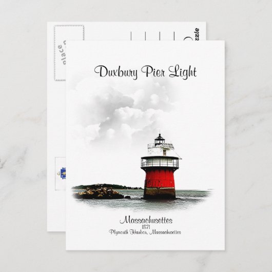 デュックスベリー桟橋ライト – マサチューセッツ州 ポストカード (正面/裏面)