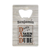 デュデウェスタン素晴らしをテーマにした名前をカスタムする クレジットカード栓抜き (正面)