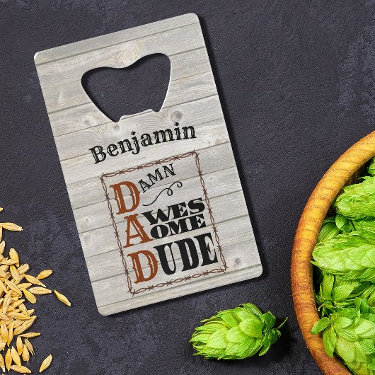 デュデウェスタン素晴らしをテーマにした名前をカスタムする クレジットカード栓抜き