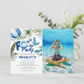 デュデクールプールパーティーボーイフォト誕生日 招待状 (スタンド正面)