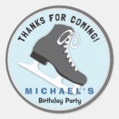 デュデスクールアイススケート誕生日ありがとうステッカー ラウンドシール (正面)