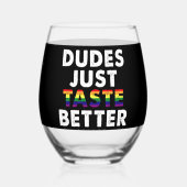 デュデズジャストテイストベターゲイプライドギフトアイディア ステムなしワイングラス (正面)