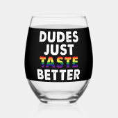 デュデズジャストテイストベターゲイプライドギフトアイディア ステムなしワイングラス (裏面)