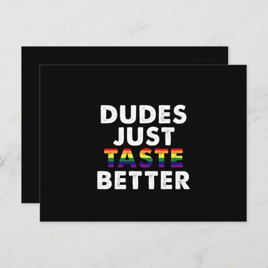デュデズジャストテイストベターゲイプライドギフトアイディア ポストカード (正面/裏面)