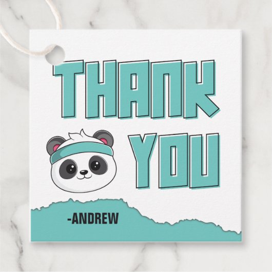 デュデティール(緑がかった色)とブラックパンダ誕生日サンキュー フェイバータグ (正面)