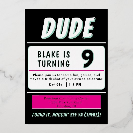 デュデパーフェクトインスパイア誕生日招待状 箔招待状 (正面)