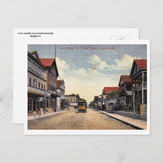 デュバル通り、鍵ウエスト、フロリダヴィンテージはがき ポストカード (正面/裏面)