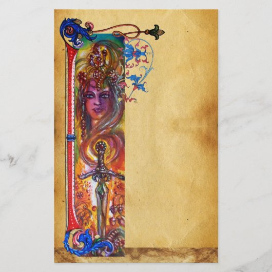 デュレンダルアンティークレッドブルーフローラパーチメント 便箋 (正面)