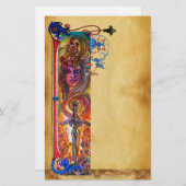 デュレンダルアンティークレッドブルーフローラパーチメント 便箋 (正面/裏面)