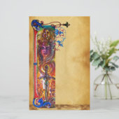 デュレンダルアンティークレッドブルーフローラパーチメント 便箋 (スタンド正面)