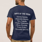 デューイのビーチ-曜日 Tシャツ (裏面)