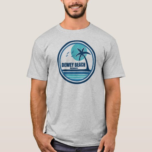 デューイ・ビーチ デラウェア ヤシの木 鳥 Tシャツ (正面)