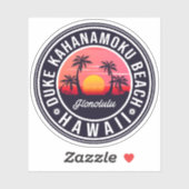 デュークカハナモクビーチハワイレトロパームツリーズ60s シール (シート)