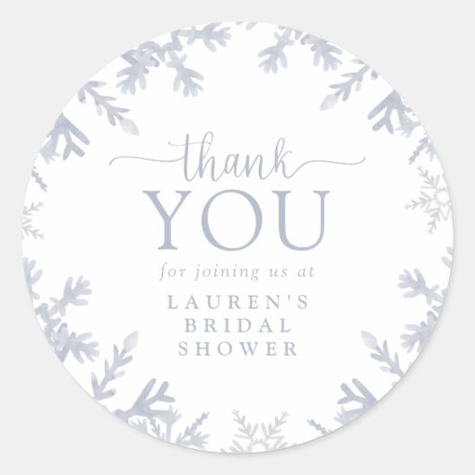 デュースティーブルー スノーフレーク ブライダルシャワー サンクス ラウンドシール (正面)