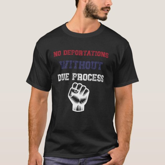 デュープロセスなき強制送還反対、愛国憲法 Tシャツ (正面)