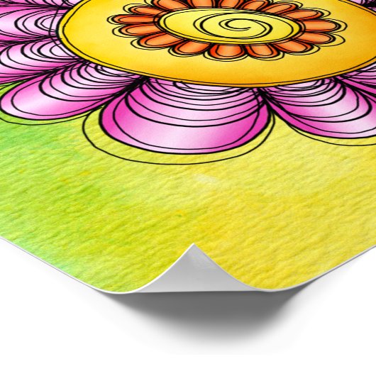 デライトウォーターカラードードルフラワーポスター ポスター (角)