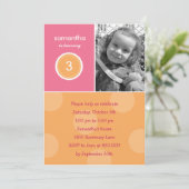 デライトドットフォト誕生日招待状（ピンク） 招待状 (スタンド正面)