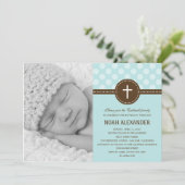 デライトフルドットフォト《キリスト教》洗礼式や命名式招待状ブルー 招待状 (スタンド正面)