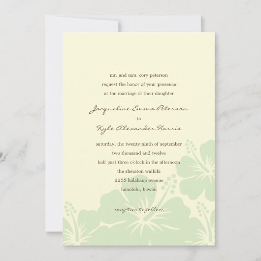 デライトフルハイビスカス結婚式招待状（緑） 招待状 (正面)