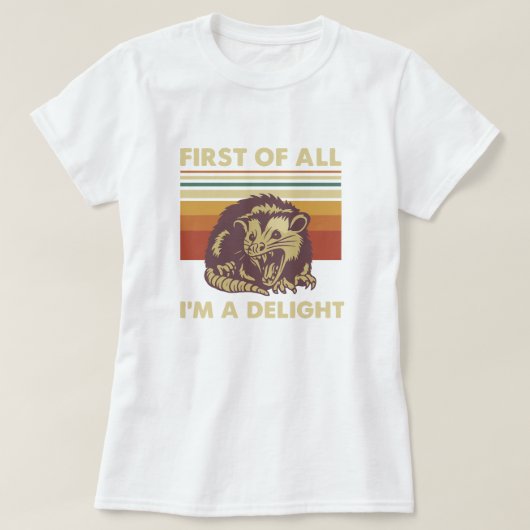 デライトフル・ポッサム・レトロ; おもしろい夏のステートメント Tシャツ (デザイン正面)