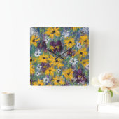 デライトフローラウォールクロック – Psalm 37:4 スクエア壁時計 (ホーム)