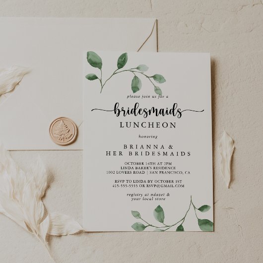 デライトユーカリプスブリデスメイドランチョンシャワー 招待状