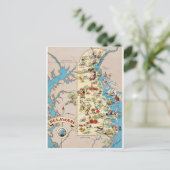 デラウェアおもしろいヴィンテージの地図 ポストカード (スタンド正面)