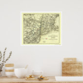 デラウェアおよびノース・リバー鉄道の地図1890 ポスター (キッチン)