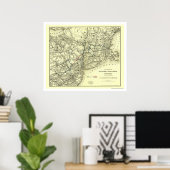 デラウェアおよびノース・リバー鉄道の地図1890 ポスター (ホームオフィス)