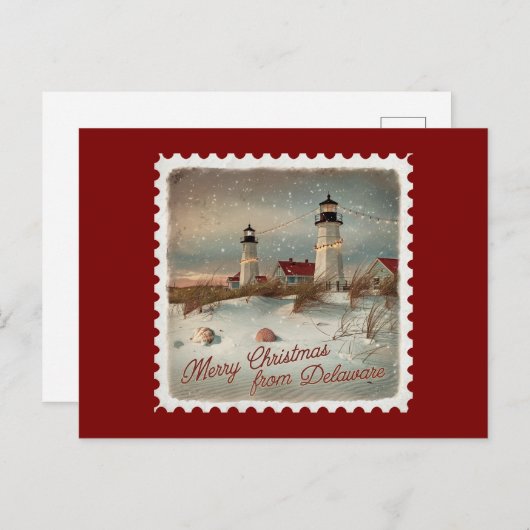 デラウェアのクリスマスの挨拶ホリデー葉書 シーズンポストカード (正面/裏面)