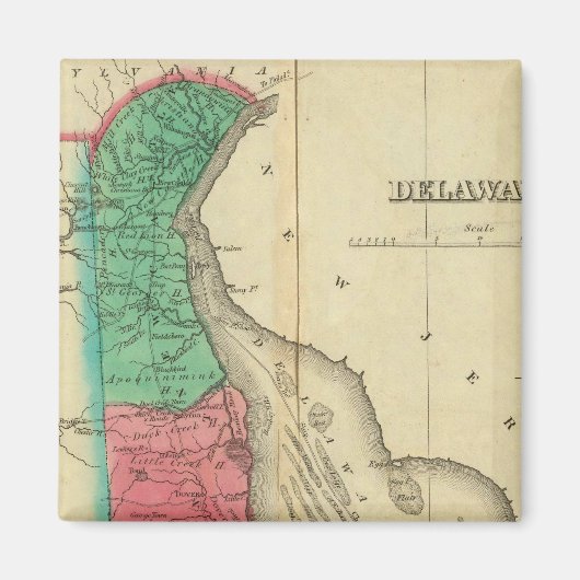 デラウェアの地図 マグネット (正面)