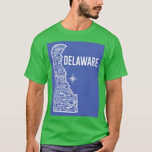 デラウェアの地図 Tシャツ (正面)