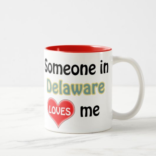 デラウェアの誰かが私を愛している ツートーンマグカップ (右)