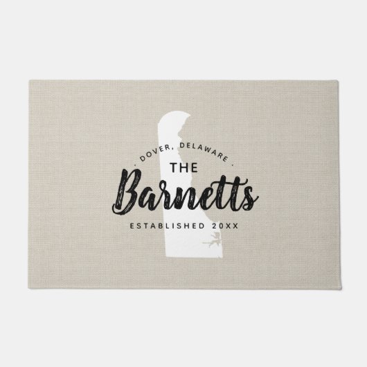 デラウェアファミリーモノグラム州Doormat ドアマット (正面)