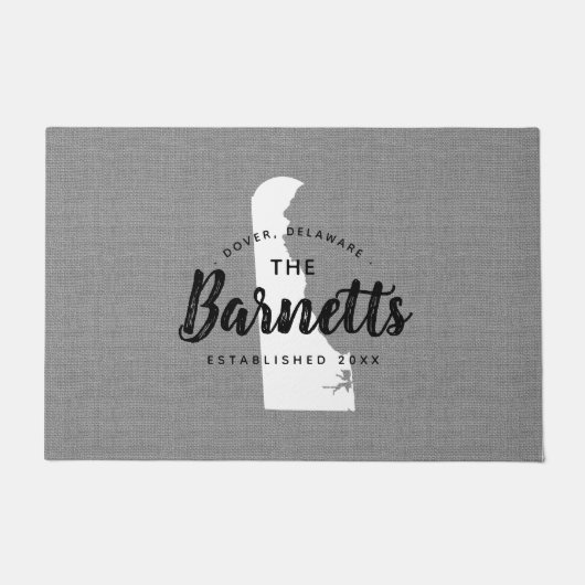 デラウェアファミリーモノグラム州Doormat ドアマット (正面)