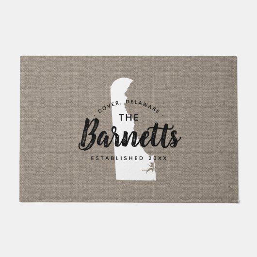 デラウェアファミリーモノグラム州Doormat ドアマット (正面)