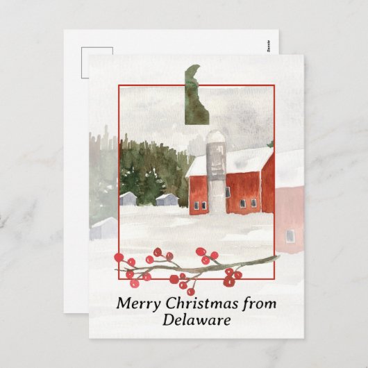 デラウェアファームレッドバーンサイロからのメリークリスマス シーズンポストカード (正面/裏面)