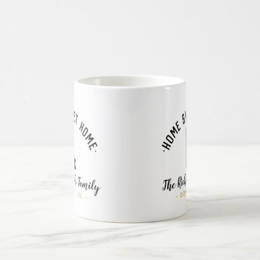 デラウェアホームスイートホームファミリーモノグラムマグ コーヒーマグカップ (中央)