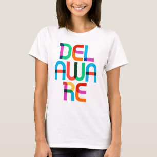 デラウェアヴィンテージカラフルレトロ80sポップ・アートのアートタイプ tシャツ