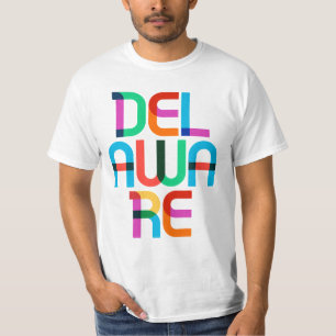 デラウェアヴィンテージカラフルレトロ80sポップ・アートのアートタイプ tシャツ